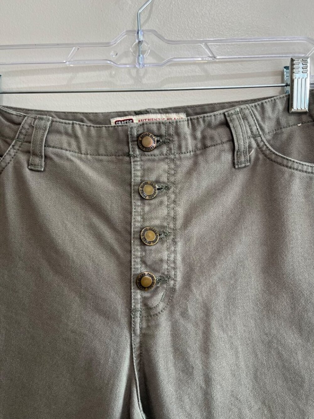 Faded Glory Vtg 90s High Rise Pants Womens 10 Olive Green Button Fly 100% Cotton - Picture 3 of 8